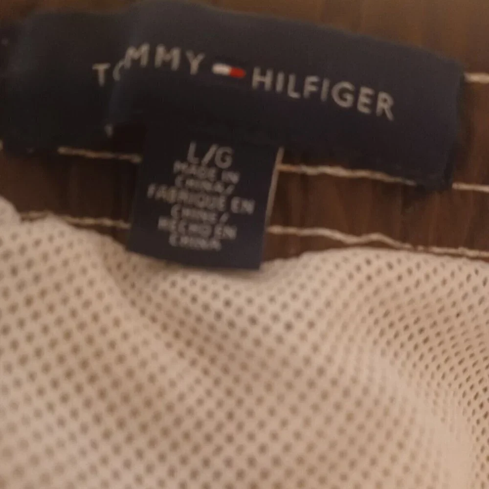 Tommy Hilfiger Swim Shorts Mens Large Tan Drawstring Hilfiger‎ Original Swimwear